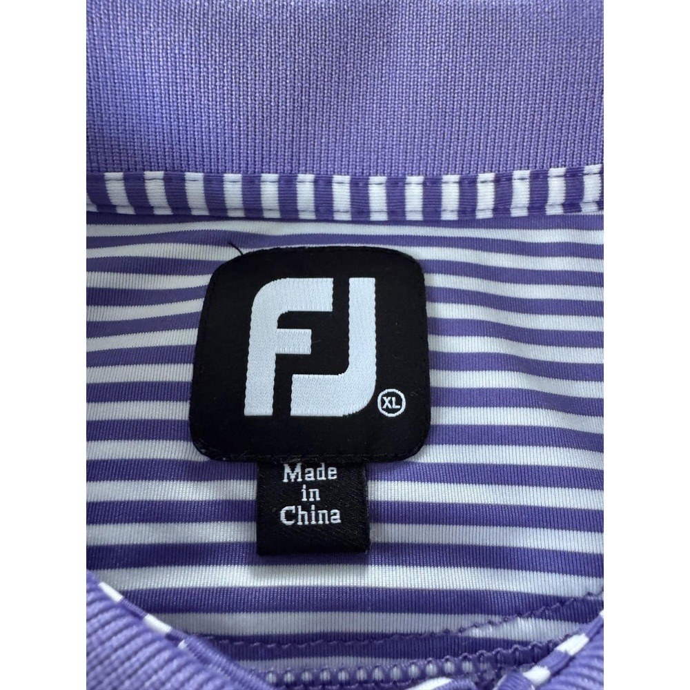 FootJoy Polo Shirt Mens XL Purple Stripe Short Sleeve Golf Stretch Bonitz Logo - Picture 3 of 10